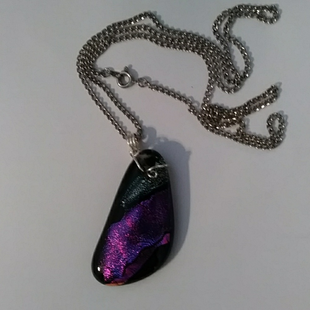 Hand Blown & Painted Glass Pendant